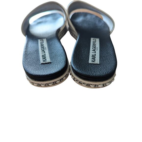 Karl Lagerfeld Paris Billi Chain Detail Slip-On Flat Sandals size 7 - Picture 4 of 6
